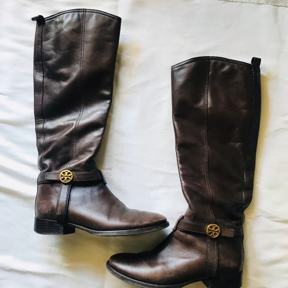 Tory Burch Brown Leather Riding Boots - Picture 4 of 11